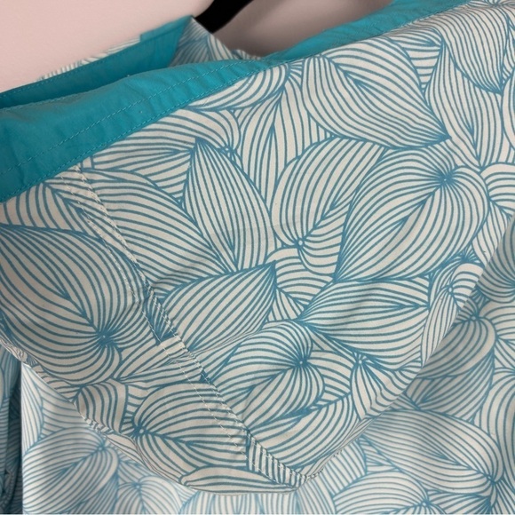 L.L. Bean Tropical Beach Nylon Blend Tunic Hooded Top Large Blue - Picture 12 of 13